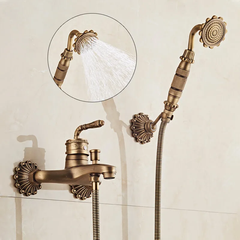 Mitigeur de baignoire en cuivre sculpté européen avec douche à main