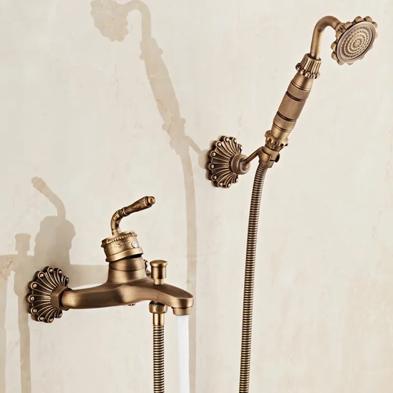 Mitigeur de baignoire en cuivre sculpté européen avec douche à main