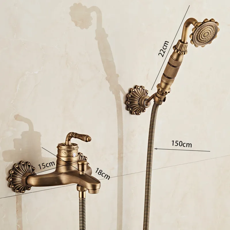 Mitigeur de baignoire en cuivre sculpté européen avec douche à main